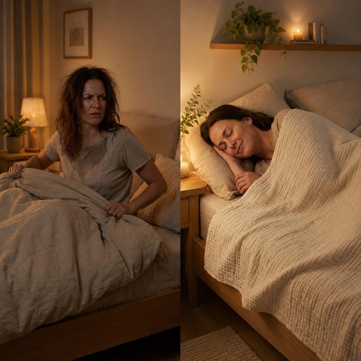 Une nuit agitée à cause de la chaleur, puis une nuit paisible sous le plaid en mousseline